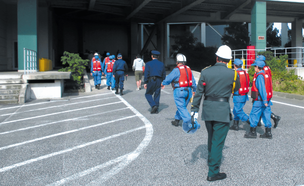 Joint evacuation drill with local government